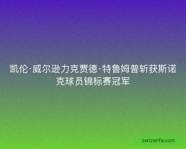 凯伦·威尔逊力克贾德·特鲁姆普斩获斯诺克球员锦标赛冠军